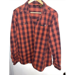 Harley Davidson Plaid XL Women's Long Sleeve Button Down Heavy Cotton